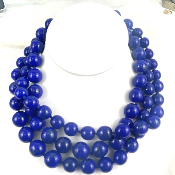 Lapis Lazuli 50 Inch Hand Knotted Beaded Necklace Natural Blue LAPIS LAZULI - Picture 2 of 8
